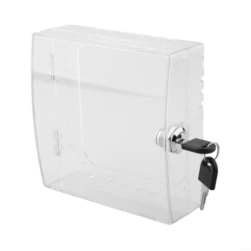 babominimer Caja de protección de termostato acrílico con cerradura con 2 llaves, caja de bloqueo de aire acondicionado de montaje en pared, protección transparente para gestión de energía