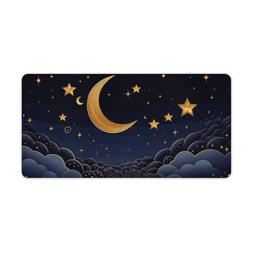 12 x 24�C���` �}�E�X�p�b�h There are Stars and Moon On It �f�X�N�}�b�g ����~�߃��o�[�x�[�X ��^�Q�[�~���O�}�E�X�}�b�g �I�t�B�X�⎩��p