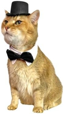 Black Top Hat with Bow Tie for Cats and Small Dogs – Handmade For...