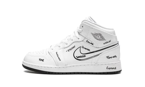 Jordan Youth 1 Mid GS DQ1864 100 Schematic - Size 7Y White/Black