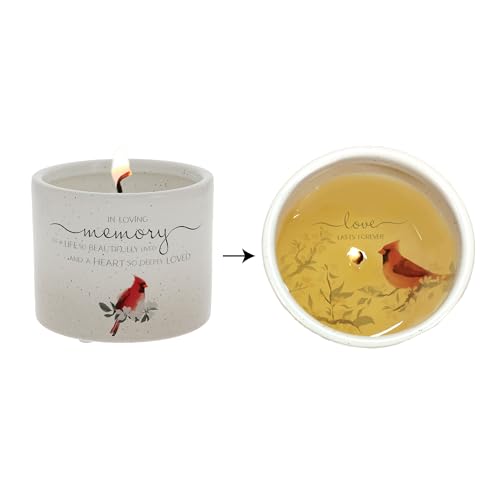 Pavilion Gift Company - in Loving Memory - 8oz 100% Soy Wax Candle Single Wick Candle - Jasmine Scented - Wax Reveal Suprise Message Remembrance Memorial Funeral Gift Bereavement Grief Cardinal