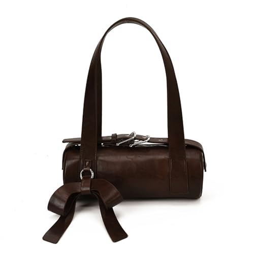 Bow Purse Retro Bow Barrel Bag Buckle Cylinder Bag Y2K Studded Shoulder Bags with Bowknot Charm Handbag Gift