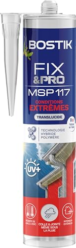 Bostik FIX&PRO MSP 117 Conditions Extrêmes Transparent – Mastic Colle et Joint – Collage Même Sous la Pluie – Très Résistant – Intérieur/Extérieur – MS...