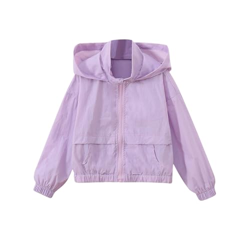 Boys Girls Summer Lightweight Hoodies Zip-Up Sun Protection Jacket Hiking Running Athletic Shirt for Kids 4-11 Years