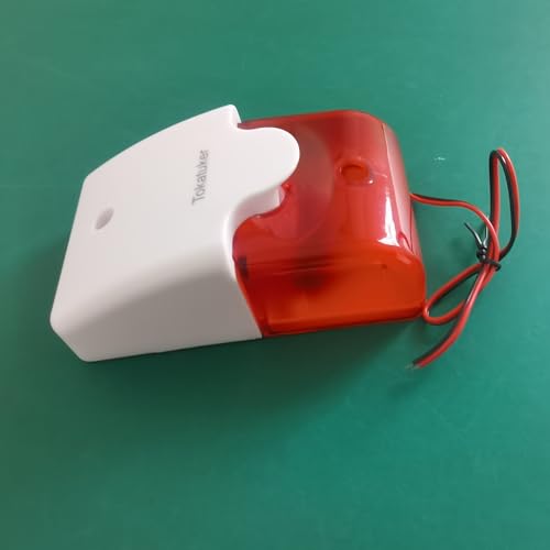 DC9 to 12V Wired Strobe Siren Red Light Sound Flash Buzzer Siren Home Security Alarm System Electric Security Siren 110dB@12V DC