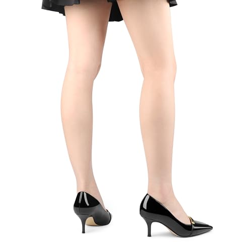 COLETER Women's Kitten Heels Pointed Toe Low Heel Pumps Comfortable Office Wedding Dress Shoes3