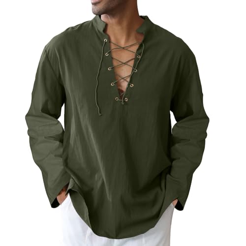 Image of CTU Men's Cotton Shirt Pirate Shirt Medieval Viking Renaissance Costume