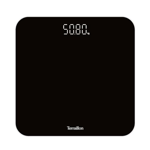 TERRAILLON - TSQUARE NOIR- Pèse personne électronique, Compact et ultra plat 26cm x 26cm, Plateau...