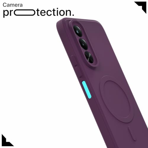 Image of Outlouders Back Cover for Realme P4x 5G Soft Matte Silicone Cover with Slim Fit | Mag-Safe Logo (Not Mag-Safe Compatible) | Shockproof | Camera Protection Bumper Case (Purple)