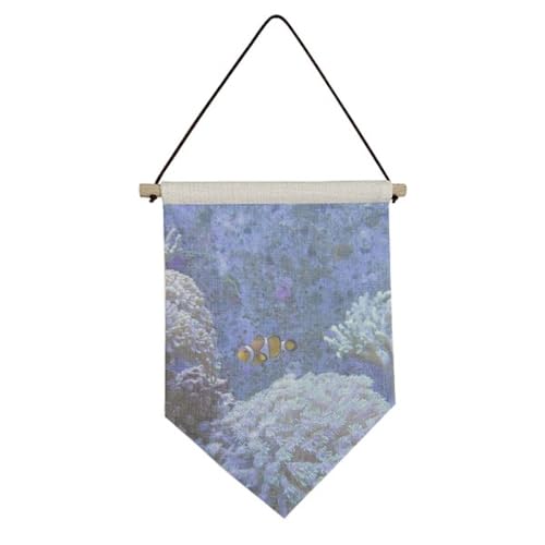 Drapeau sur toile poisson clown pour décoration science de l'océan
