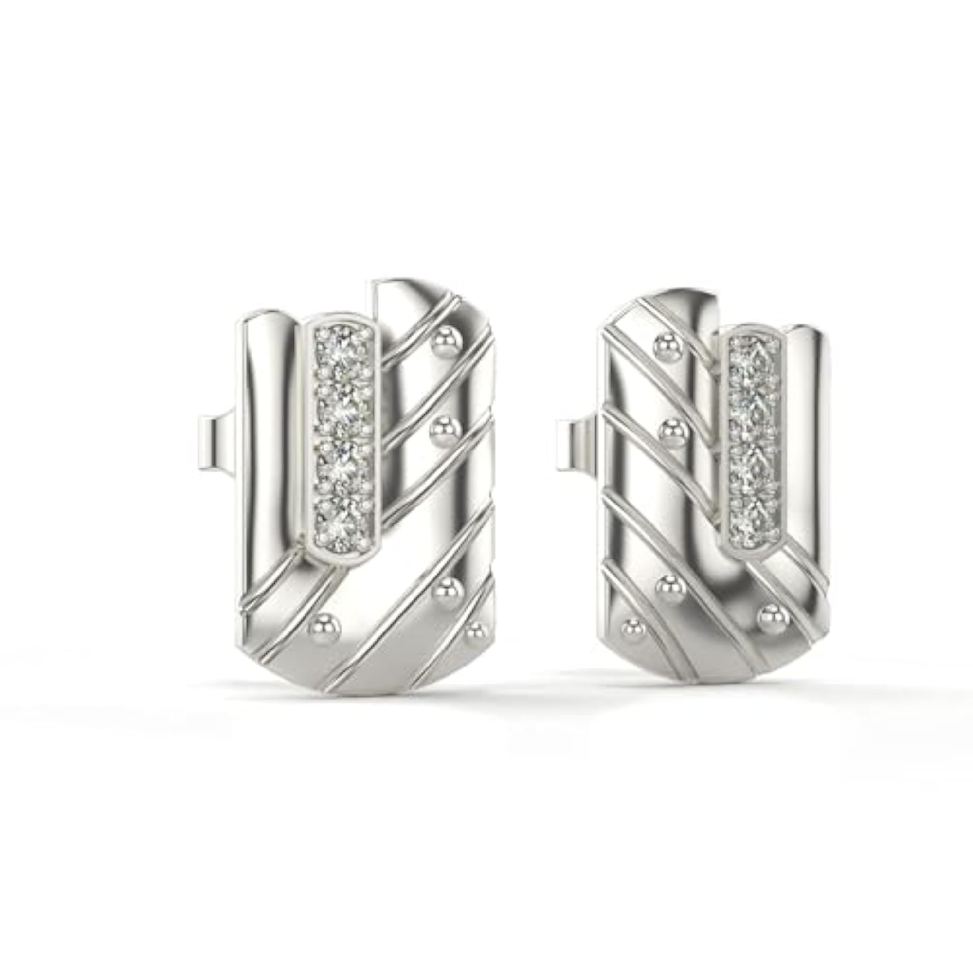 Women's Stylish Sterling Silver & Lab Grown Diamond 0.24cts Earrings, Elegant White