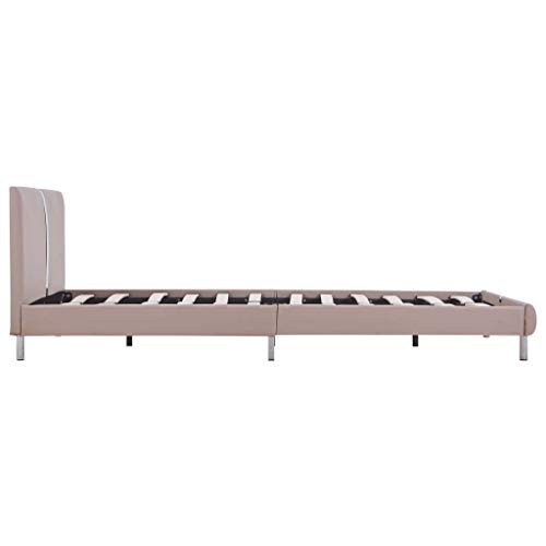 Festnight Bettgestell Lederbett mit Lattenrahmen Bettrahmen Balkenbett Bettrahmen Lattenrost Holzbett Jugendbett Gästebett Cappuccino-Braun Kunstleder 140x200 cm