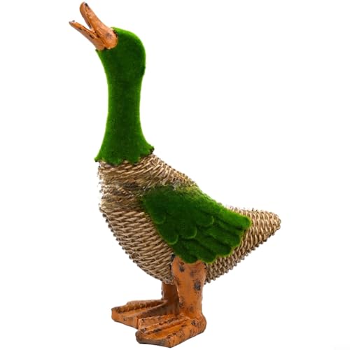 Figurine canard résine floquée vert résistant aux intempéries pour pelouse