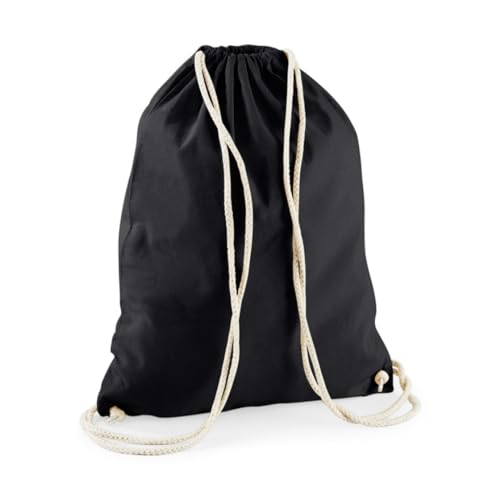 minimutz Turnbeutel Baumwolle zum Zuziehen - Schuhbeutel zum Bemalen Bedrucken - Sportbeutel Gymbag Jute Rucksack (schwarz)