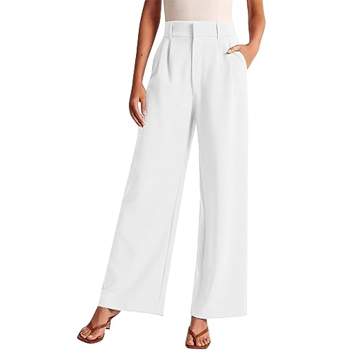 Pantalones de verano holgados de pierna ancha para mujer, cintura elástica del Reino Unido, pantalones de chándal anchos, pantalones de verano holgados, pantalones cortos para caminar, blanco, XXL