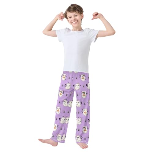 Cute Halloween Ghost Cat Boys Pants for Kids Jogger Pants with Pockets S-XL2