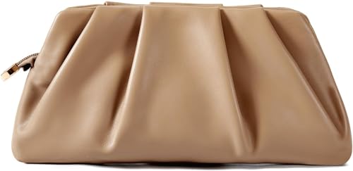 Image of Evening Bag for Women Ruched Clutch Purse Detachable Metal Chain Crossbody Bag