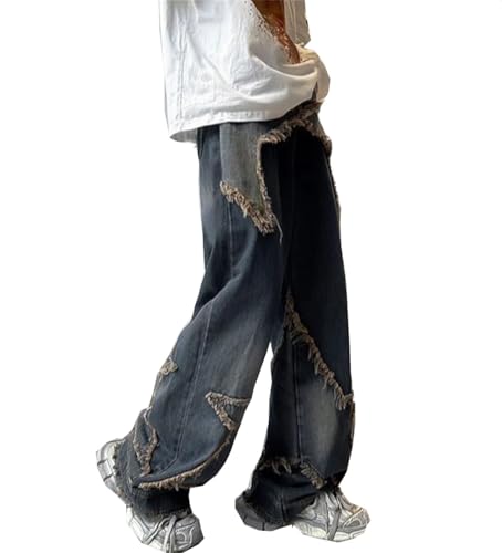 Men's Trousers Jeans Street Style Korean Cotton Kpop Wide Leg Male Cowboy Pants