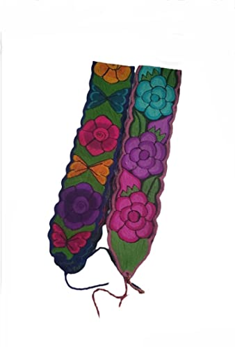 Mexican Floral Embroidered Belt from Mexico traditional tipicos floral sash belts artesanal with embroidery waist fiesta bordados embroidered for women Length 36… (Random Color Pair)2