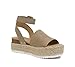 Soda Topic Open Toe Buckle Ankle Strap Espadrilles Flatform Wedge Casual Sandal (Dark Natural, 8)
