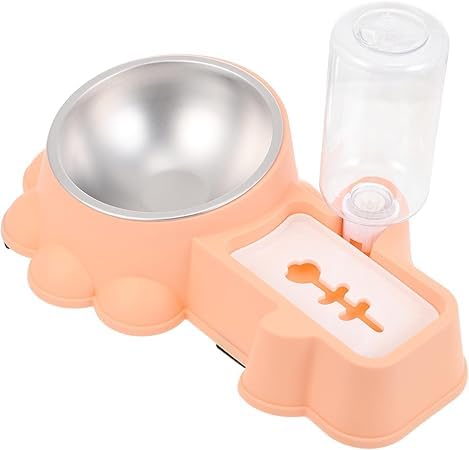 Wnicek 自動給餌器 噴水式水飲み場 自動キャットフードディスペンサー 猫用ウォーターディスペンサー 小さなペットの水筒 子犬ウォーターディスペンサー キャットフード ピンク