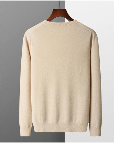 Men Solid Merino Wool Round Neck Sweater Long Sleeves Business Casual Soft Pullover Jumper3