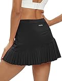 MoFiz Tennis Skirts for Women Pleated Golf Skorts Skirt with Pockets Summer Sports School Skirt with Shorts Cheerleader A-Line Mini Skirt Black XL