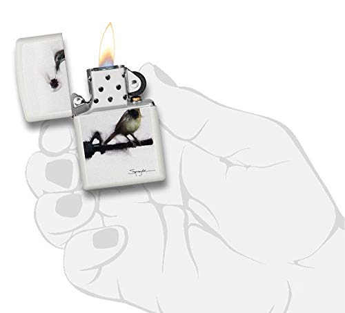 Encendedor Zippo Spazuk pájaro con rosa blanco mate miniatura 5