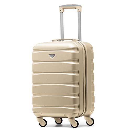 Flight Knight 55x35x25 Cabin Luggage for KML,Carry On Suitcase Approved for 35 Airlines, EasyJet, Maximum Size for Air France - Lightweight Small Durable Cabin Bag, ABS Hard Shell, Hand Luggage