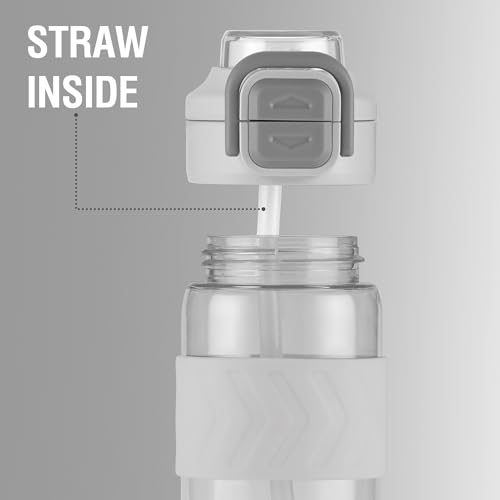 Image of MILTON Calvin 1000 2-in-1 Sip or Gulp Lid Water Bottle 1 ltr | Unbreakable | BPA-Free, One-Click Open,Leak-Proof, Crystal Clear Design, Sipper Water Bottle For Office, School, College, gym set, White