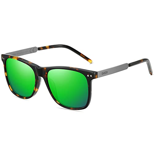 Image of DUCO Retro Square Polarized Sunglasses for Men Women Sun Glasses Acetate Frame 100% UV Protection 2143