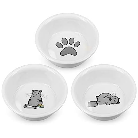 Navaris Set of 3 Porcelain Pet Bowls Cover