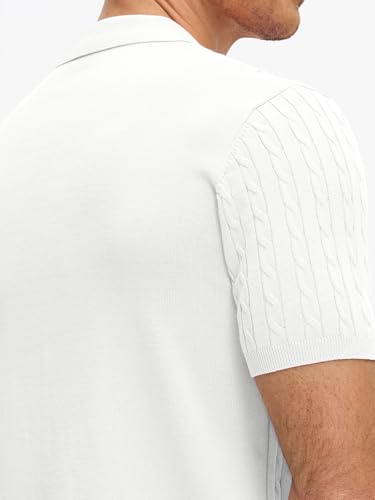 Camiseta polo texturizada para hombre de punto con cable | Elástica, anti-pilling, de manga corta, ligera y transpirable para golf miniatura 3