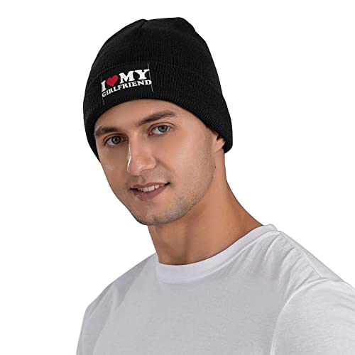 Heart Funny I Love My Girlfriend Beanie Hats Men Warm Hats Womens Knit Stocking Hats Skull Cap Black #TOP4