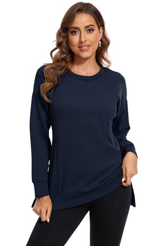 Image of Smallshow Women's Nursing Tops Sweatshirt Long Sleeve Side Split Breastfeeding Shirt