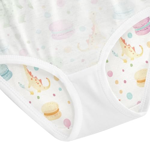 ZZKKO Dinosaur Macaron and Polka Dot Girls Underwear Toddler Panties for Girls Comfort Brief Size 8Y4