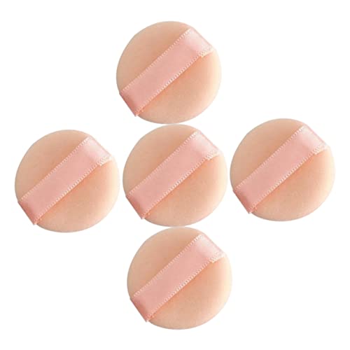 Happyyami 5 Piezas Borla De Polvo Lindo Dedo Esponjas De Maquillaje a Granel Facial Redondo Conformado Cuerpo Rondas Soplo Perder Diminuto Basado Pequeño Mujer Tamaño Flocado