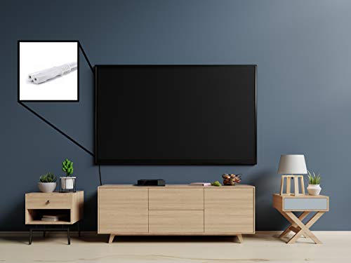 Polarized 2 Prong Power Cord With Copper Wire Core - (Square/Round) For Satellite, Catv, Game Systems, And More - Nema 1-15P To C7 C8 / Iec320 - Ul Listed - White, 10 Feet (3 Meter) Power Cable #TOP6