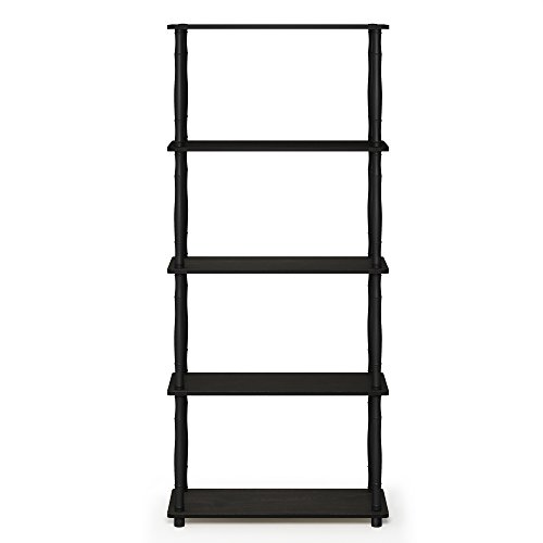 Image of Furinno Turn-N-Tube 5-Tier Multipurpose Shelf / Display Rack / Storage Shelf / Bookshelf, Classic Tubes, Espresso /Black