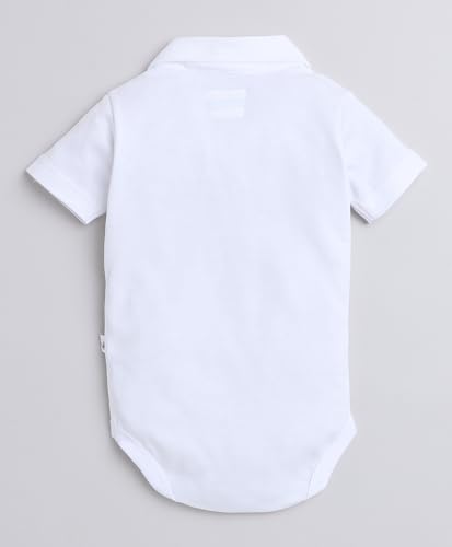 Image of BUMZEE boys Regular Fit Half Sleeves Collar Neck Cotton Bodysuit & Short Set With Bow Suspender & Cap