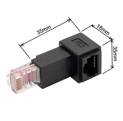 CY 90 Degree Left Angled 8P8C FTP STP UTP Cat 5e Male to Female Lan Ethernet Network Extension Adapter, Left--Angled, Left--Angled - Image 2