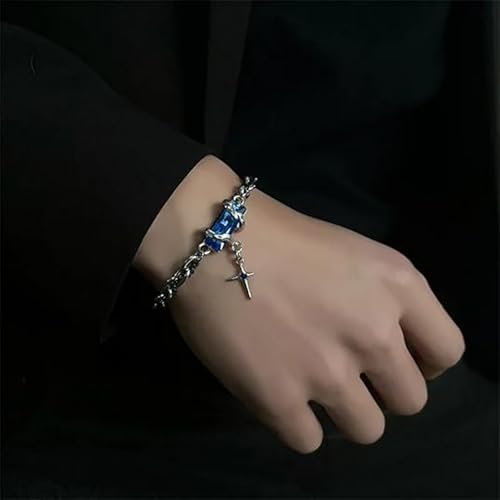 Image of 2PCS Gothic Punk Bracelet Double for Men-Linked Chain Adjustable Black Green Twisted Design Biker Jewelry Gift for Boyfriend Husband