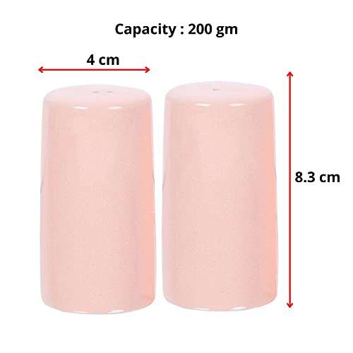 Image of QIMACPLUS Handcrafted Ceramic Salt and Pepper Shaker Set | Perfect Pour Holes for Kitchen, Dining Table, Picnic, Office, Restaurant, and Hotel | Set of 2 (Pink)