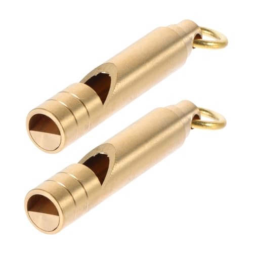 ibasenice Retro Brass Whistle Keychain 2pcs Emergency Whistle Practical Warning for Outdoor Adventures