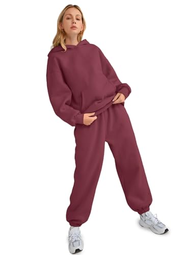 Image of AUTOMET Womens 2 Piece Lounge Sweatsuit Fall Fashion Matching Sweat Sets | Oversized Fall Hoodies & Baggy Jogger Sweatpants Fashion 2026 Outfits