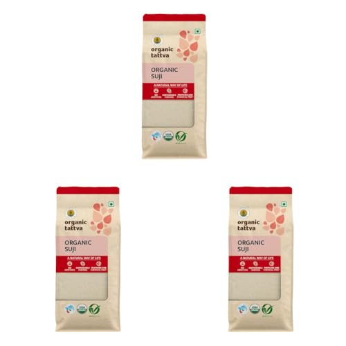 Image of Organic Tattva Suji 500gm | Organic Sooji Rava | Premium Rawa Suji | Healthy & Natural Upma Rava | Suji for Idli, Dosa & Halwa (Pack of 3)