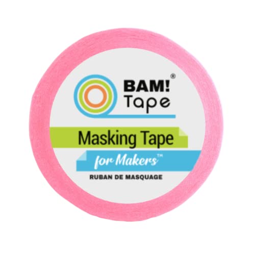 Bam! Tape Pink Masking Tape For Makers | 1 Roll | 1 Inch X 30 Yards | Colored Tape For Stem Steam | Arts Crafts Science Math Diy | School Projects Labeling Constructing Creating | Low Residue #TOP2