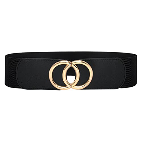 Women's Elastic Wide Stretchy Waist Cinch Belt Double Ring Buckle Waistband for Dresses Ladies