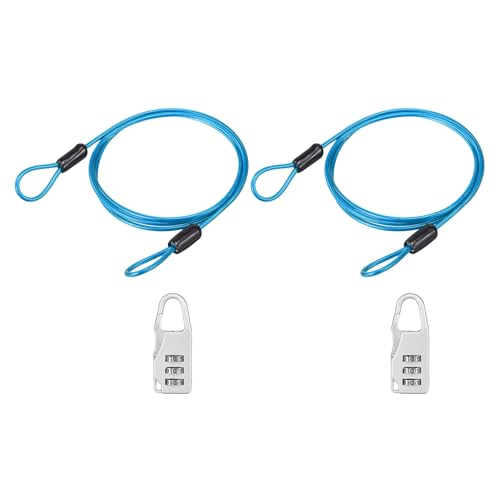 Cable de seguridad de 0.1" con candado combinado y doble bucle para maletas de viaje