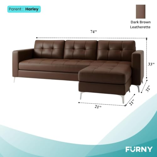 Image of CASASTYLE Creamoy 4 Seater L Shape Sofa Set with Movable Ottoman | Flexible Left or Right Layout | Premium Leatherette | Soft Touch Seating | Ideal Sofa for Living Room (Dark Brown Color)
